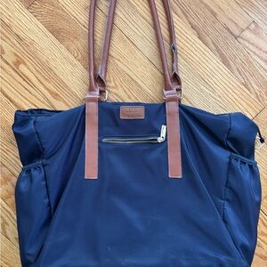 Navy and Brown Tote Bag